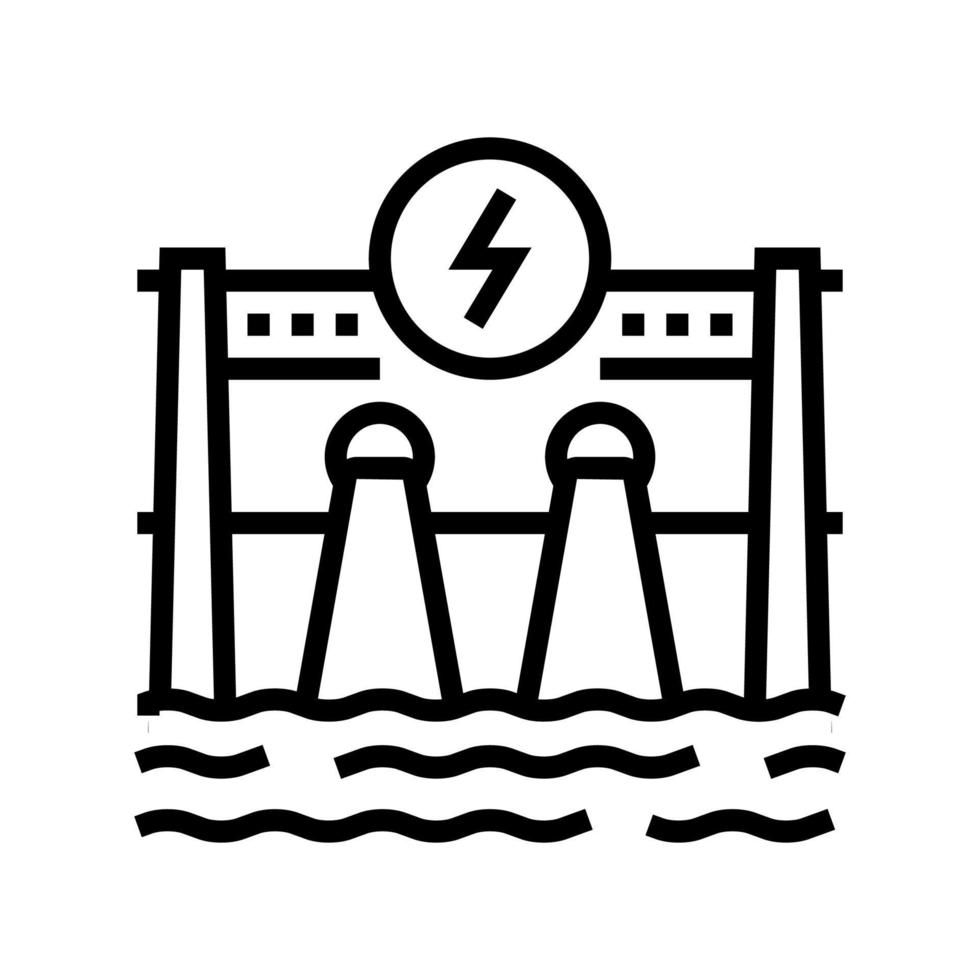 illustration vectorielle de l'icône de la ligne de construction d'énergie hydroélectrique vecteur