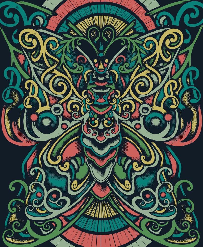 l'illustration de mandala papillon floral vecteur