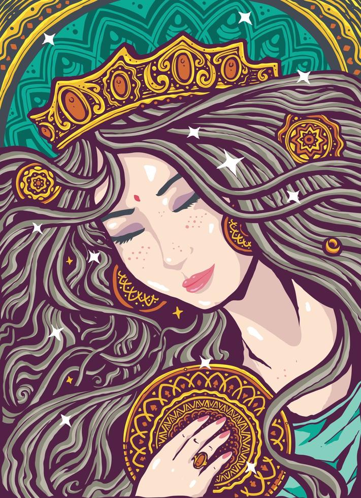 l'illustration du mandala de la déesse féminine divine vecteur