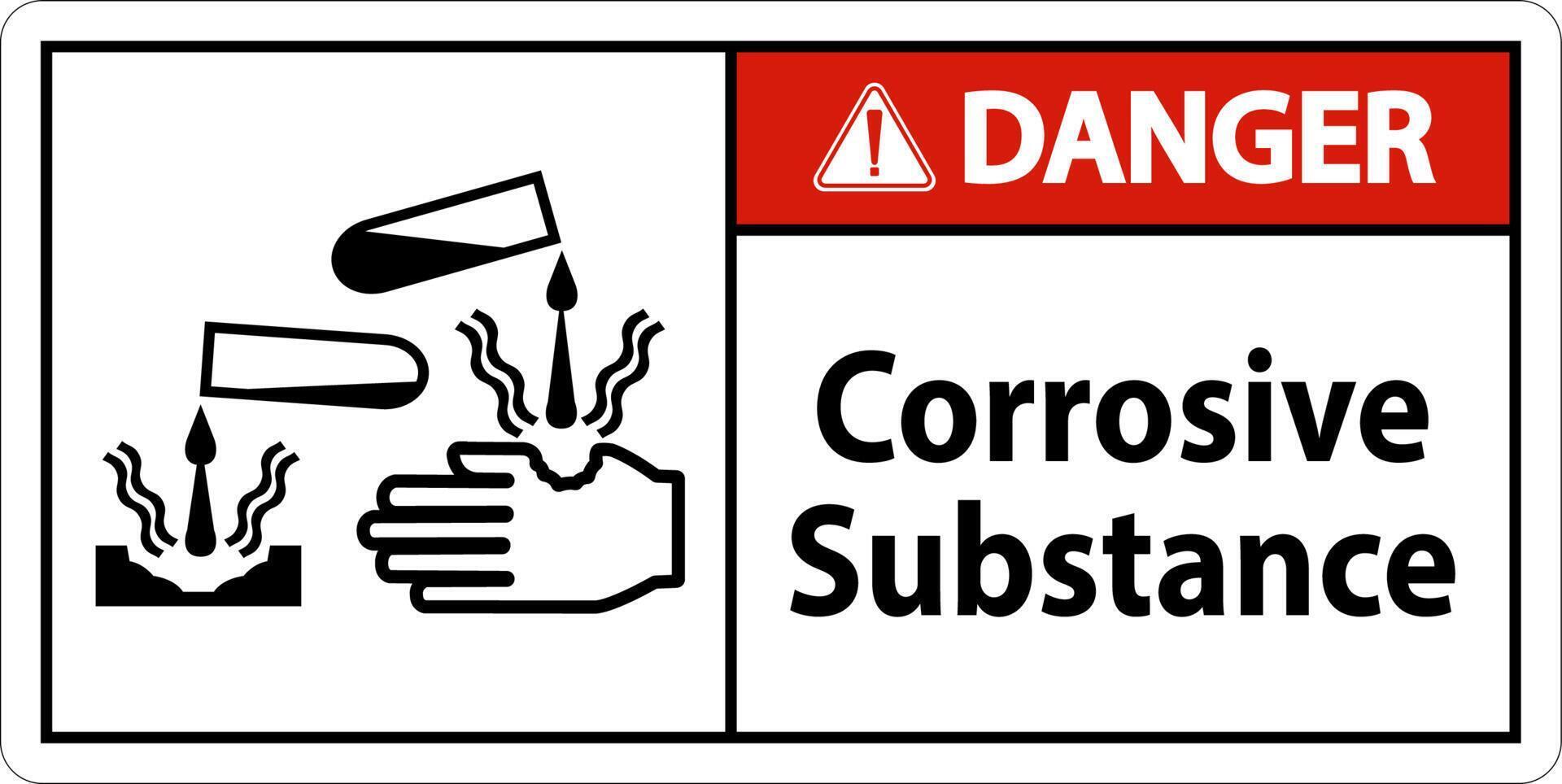 signe de danger substance corrosive sur fond blanc vecteur