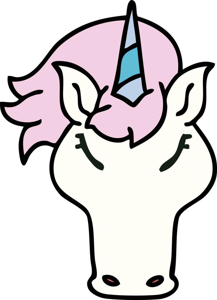 licorne de dessin animé dessiné à la main excentrique vecteur