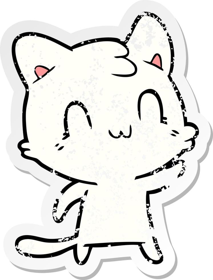 autocollant en détresse d'un chat heureux de dessin animé vecteur