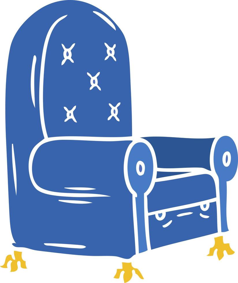 dessin animé doodle d'un fauteuil bleu vecteur