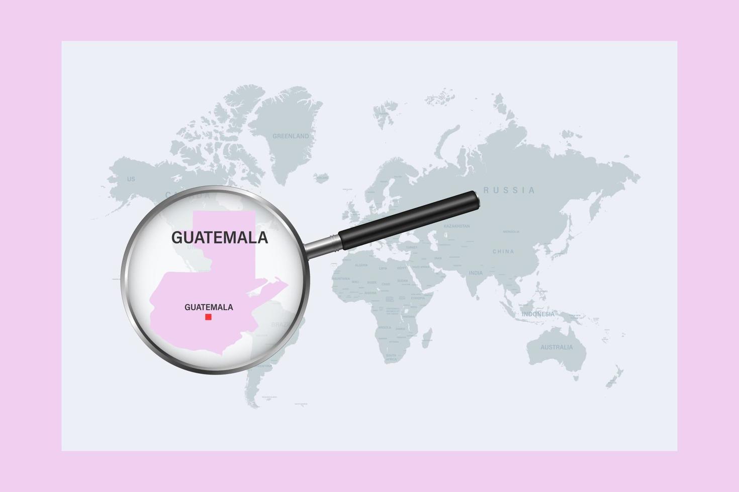 Carte du Guatemala sur la carte du monde politique avec loupe vecteur