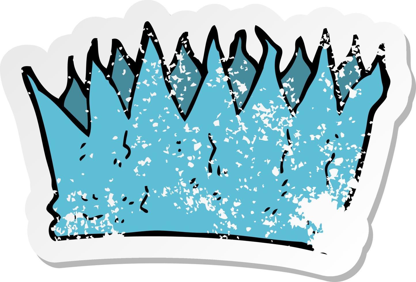 autocollant rétro en détresse d'une couronne de papier de dessin animé vecteur