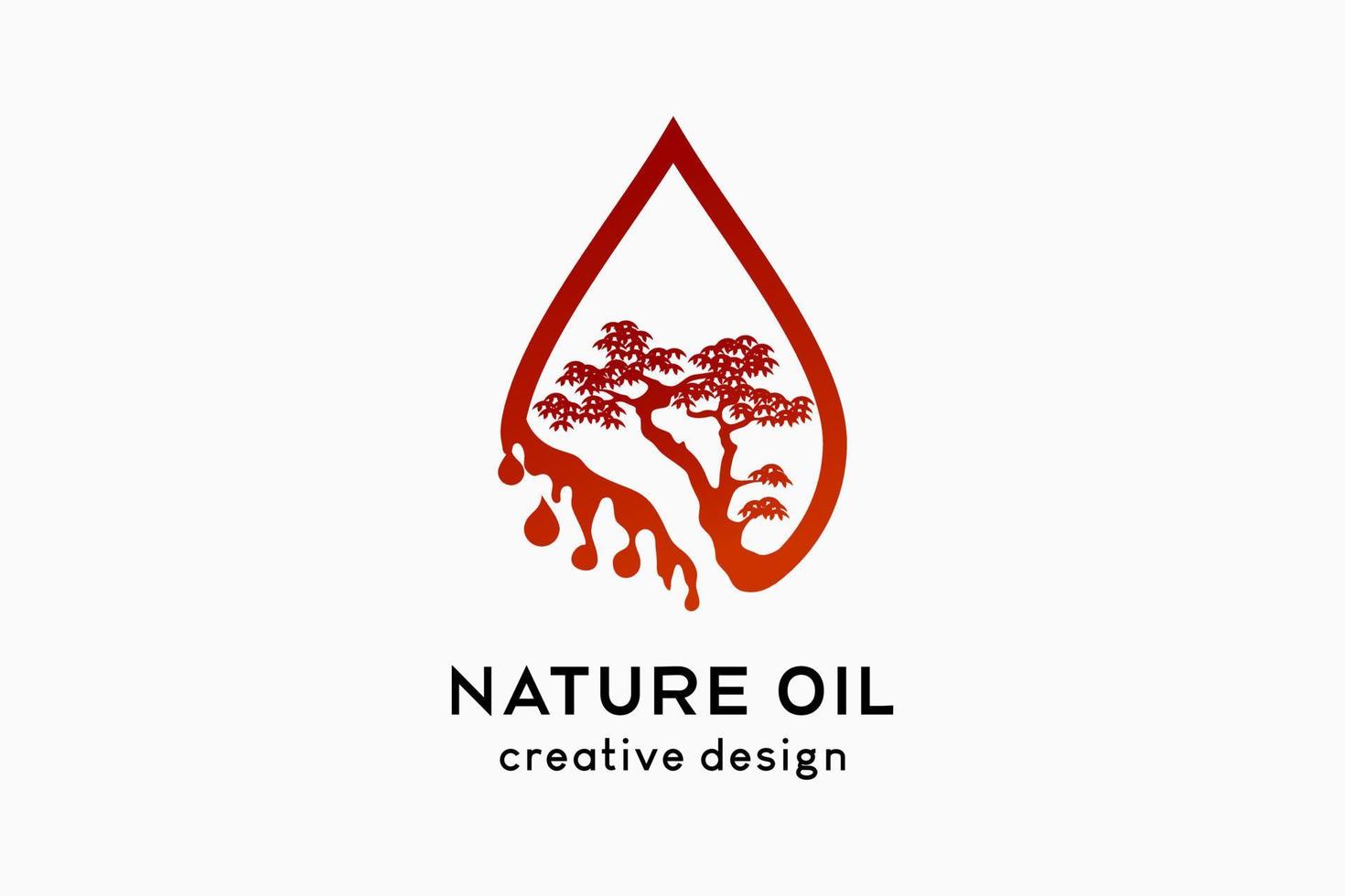 création de logo d'huile naturelle avec concept créatif, silhouette d'arbre combinée à l'icône de gouttes vecteur