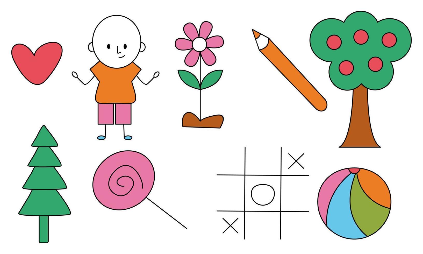 dessin pour enfants mignon, vecteur d'illustration de doodles pour enfants