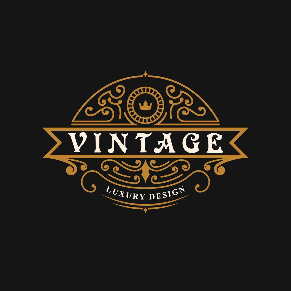 logo d'ornement de luxe vintage vecteur