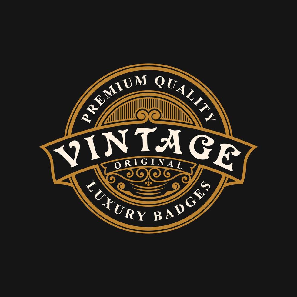 logo d'ornement de luxe vintage vecteur