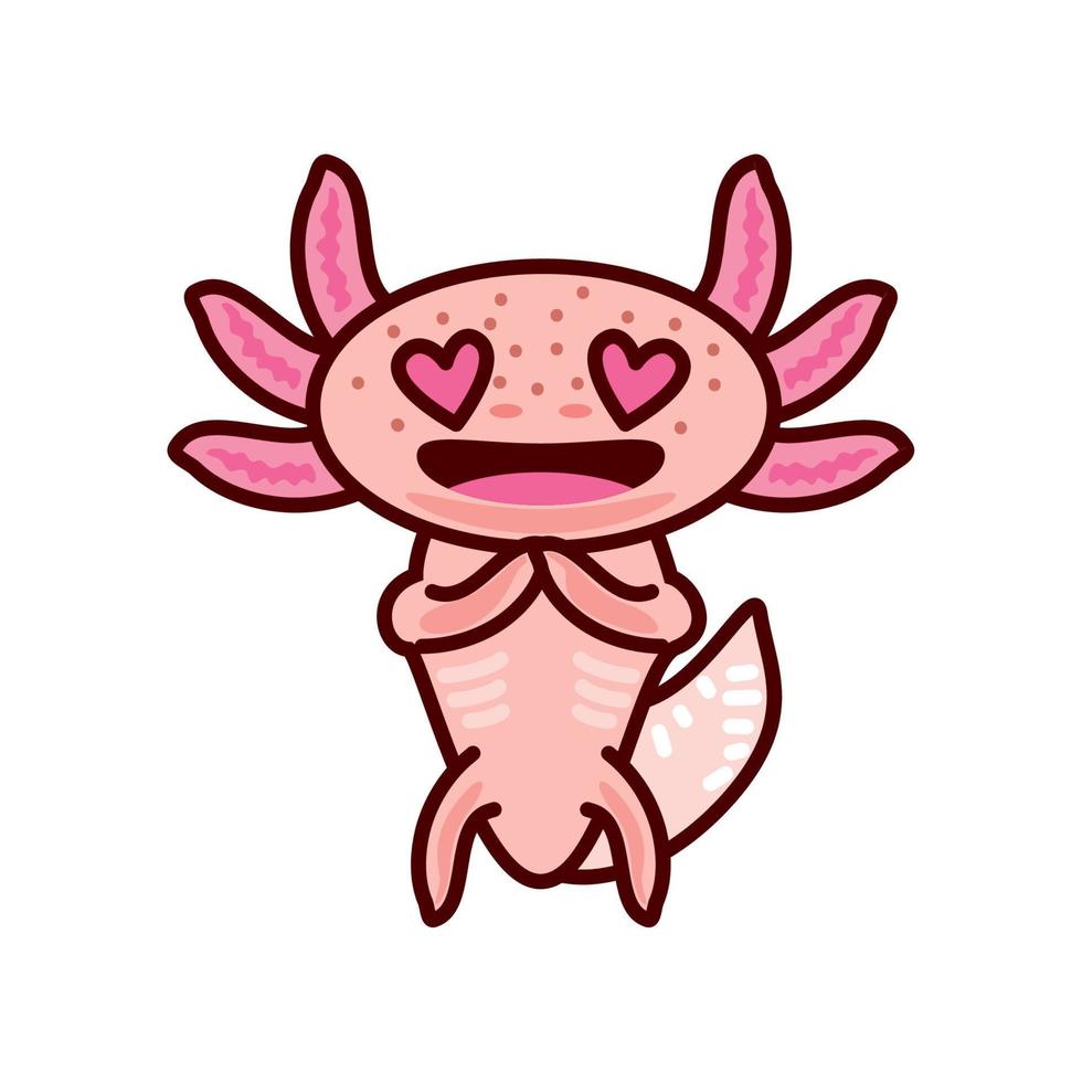 beau dessin animé axolotl vecteur