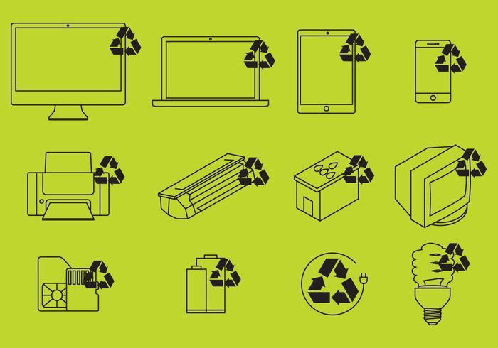 Vector d'icônes de recyclage électronique
