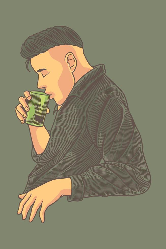 homme, boire, café, vecteur, illustration vecteur