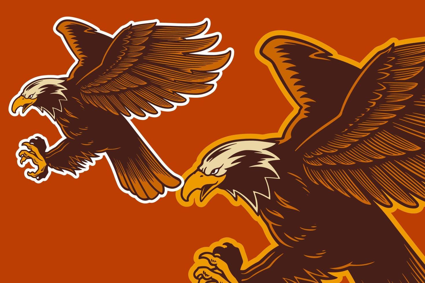 style de dessin animé d'illustration vectorielle de mascotte d'aigle vecteur