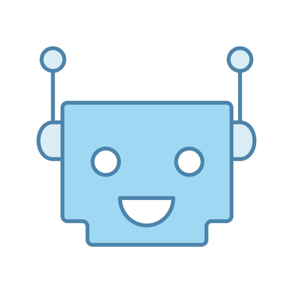 icône de couleur de chatbot. talkbot. robot moderne. bot de chat riant à tête carrée. assistant virtuel. agent conversationnel. illustration vectorielle isolée vecteur
