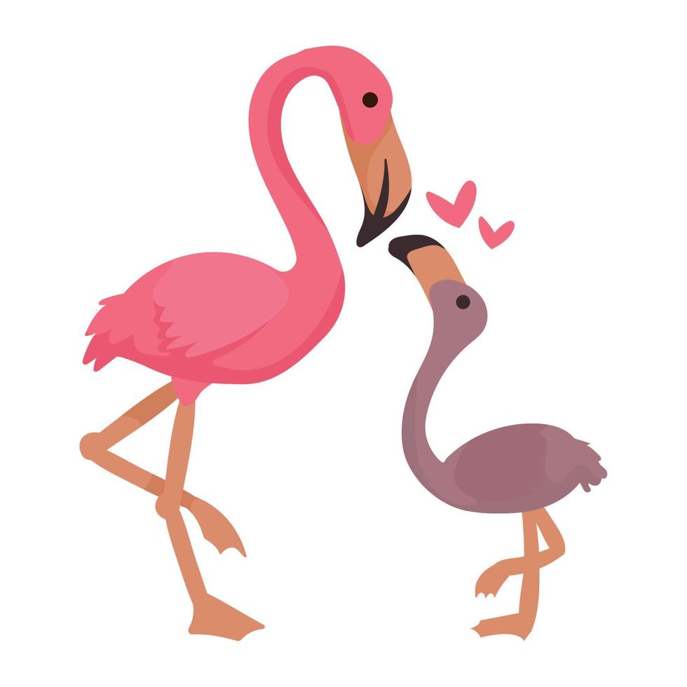 mère et bébé flamants roses vecteur