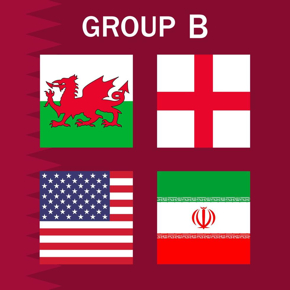 groupe de programme de match b. tournoi international de football au qatar. illustration vectorielle. vecteur