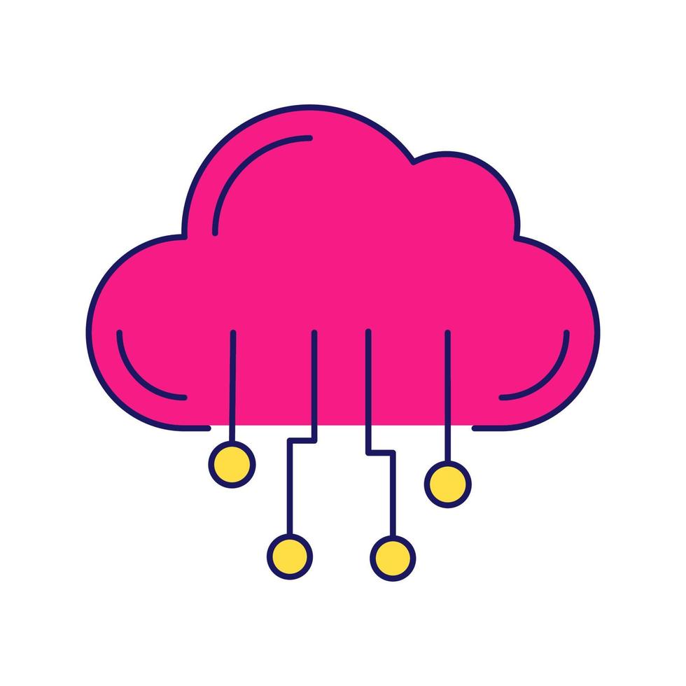 icône de couleur de cloud computing. nuage de données. réseau en nuage. Big Data. base de données. intelligence artificielle. illustration vectorielle isolée vecteur