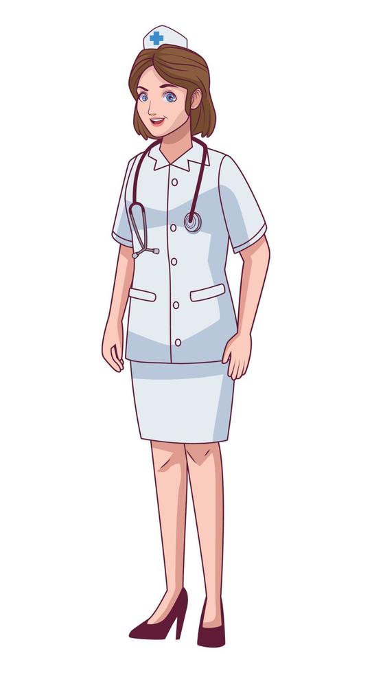 infirmière avec stéthoscope vecteur