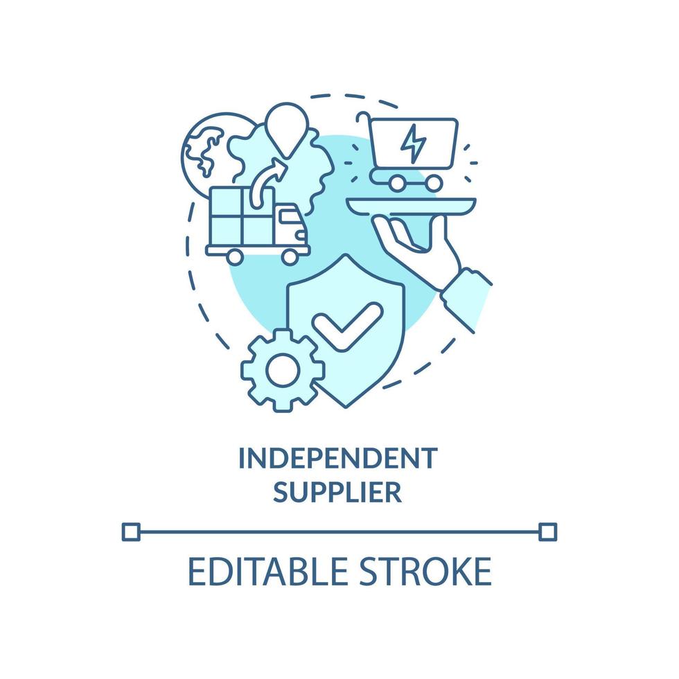 icône de concept turquoise de fournisseur indépendant. stratégie énergétique partie idée abstraite illustration de la ligne mince. acheter de l'électricité. dessin de contour isolé. trait modifiable. vecteur