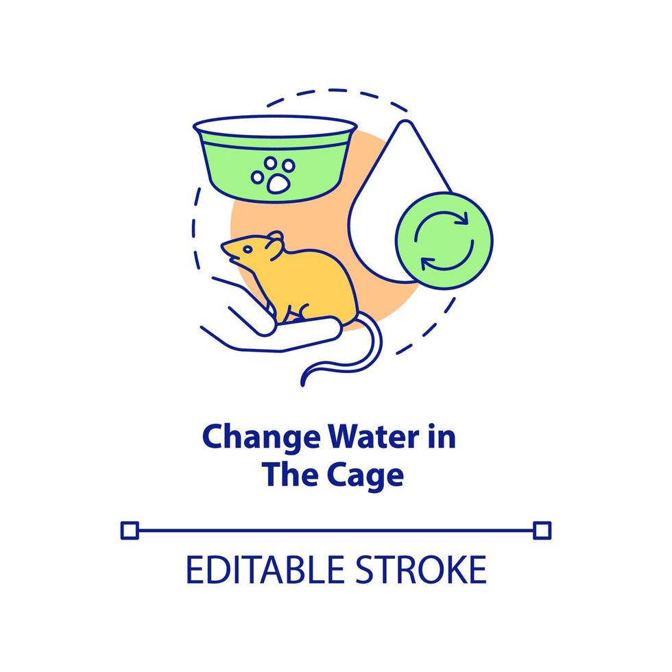 changer l'eau dans l'icône de concept de cage. prendre soin des rongeurs idée abstraite illustration fine ligne. prévenir les contaminants. dessin de contour isolé. trait modifiable. vecteur