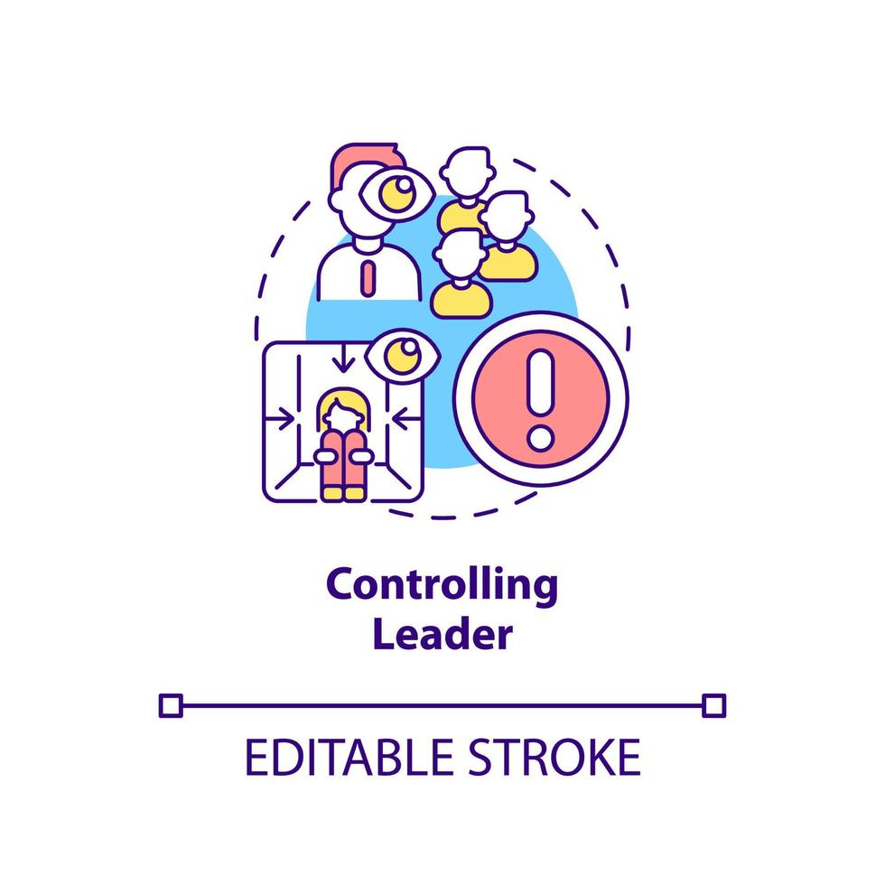 contrôler l'icône de concept de leader. patron exigeant. type d'illustration de ligne mince d'idée abstraite de leader toxique. dessin de contour isolé. trait modifiable. vecteur