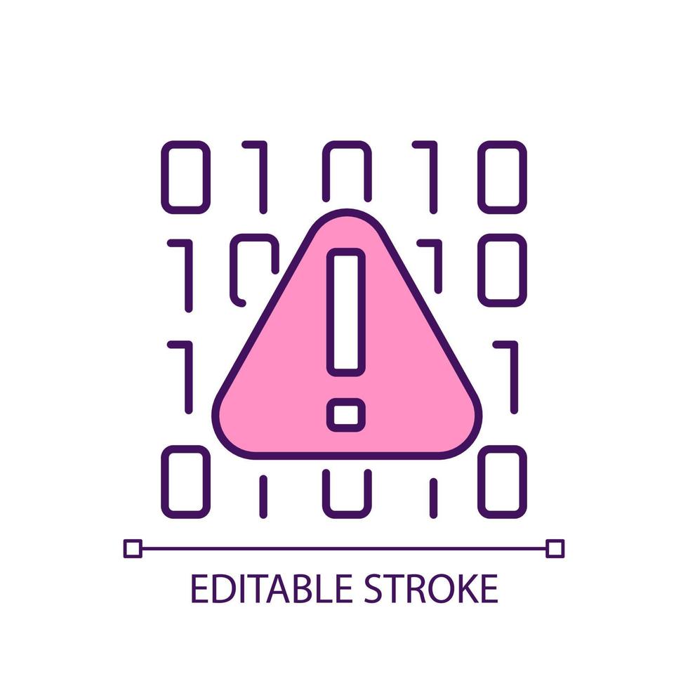 erreur de programme icône de couleur rvb. l'information et le traitement des données. code binaire. algorithme informatique. illustration vectorielle isolée. dessin au trait rempli simple. trait modifiable. vecteur