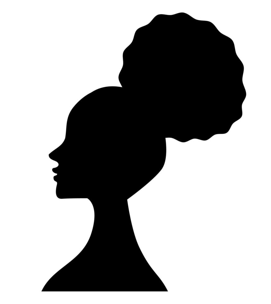 silhouette de profil de femme afro vecteur