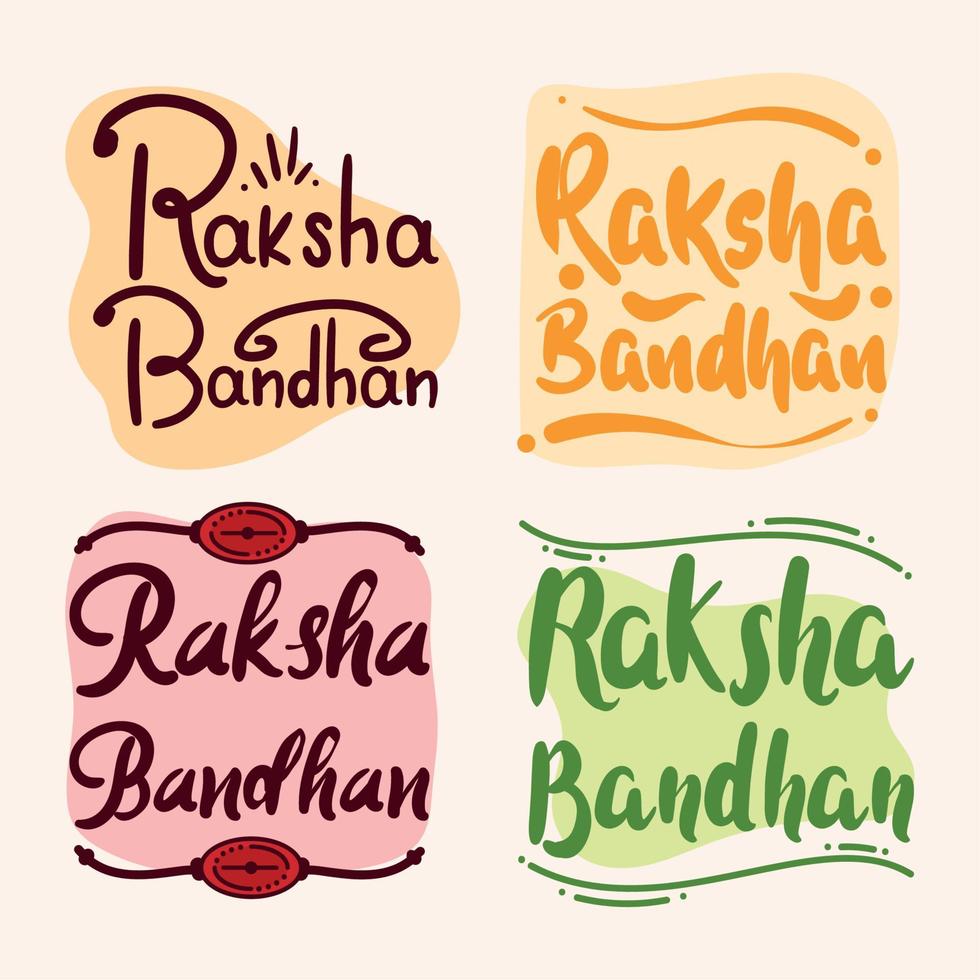 quatre lettrages raksha bandhan vecteur