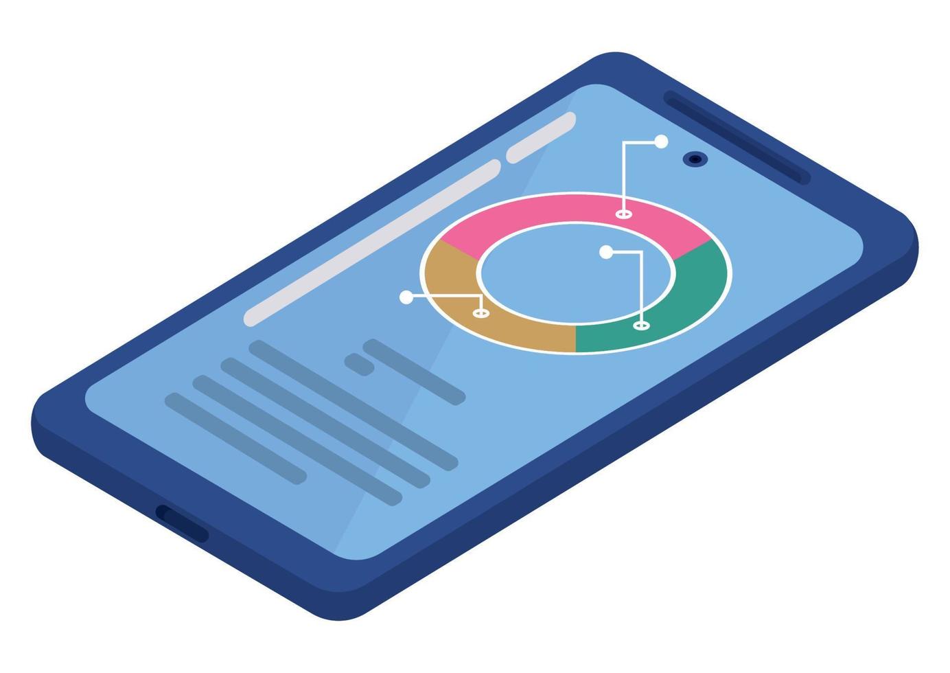 statistiques dans le smartphone isométrique vecteur