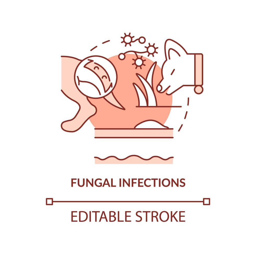 icône de concept de terre cuite d'infections fongiques. protéger le chien contre la maladie idée abstraite illustration ligne mince. dessin de contour isolé. trait modifiable. vecteur