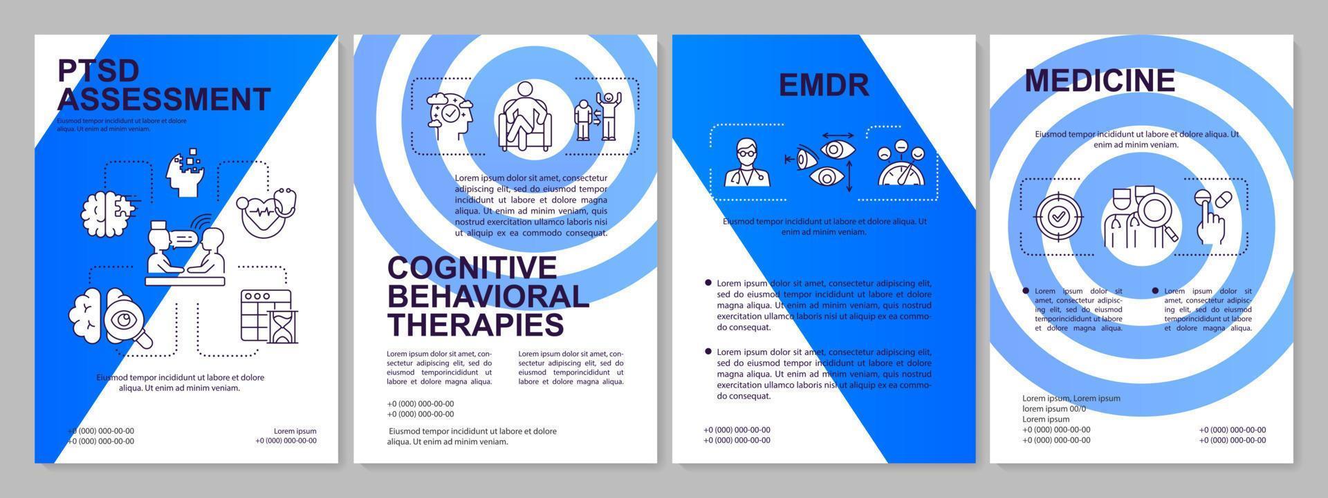 récupération à partir de la bannière bleue des concepts de mots ptsd. guérison des traumatismes. infographie avec des icônes sur fond de couleur. typographie isolée. illustration vectorielle avec texte. vecteur