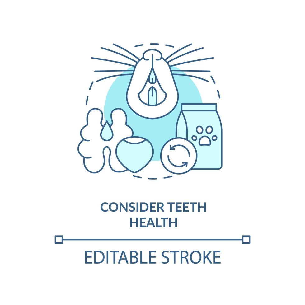 considérez l'icône de concept turquoise de santé des dents. prendre soin de l'illustration de la ligne mince de l'idée abstraite de l'animal de compagnie mammifère. soins dentaires. dessin de contour isolé. trait modifiable vecteur