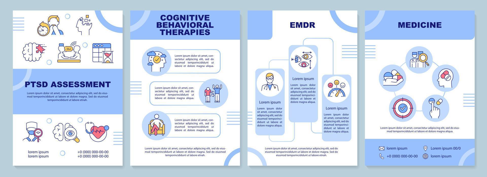 bannière bleue de concepts de mot de traitement de ptsd. guérison des traumatismes mentaux. infographie avec des icônes sur fond de couleur. typographie isolée. illustration vectorielle avec texte. vecteur