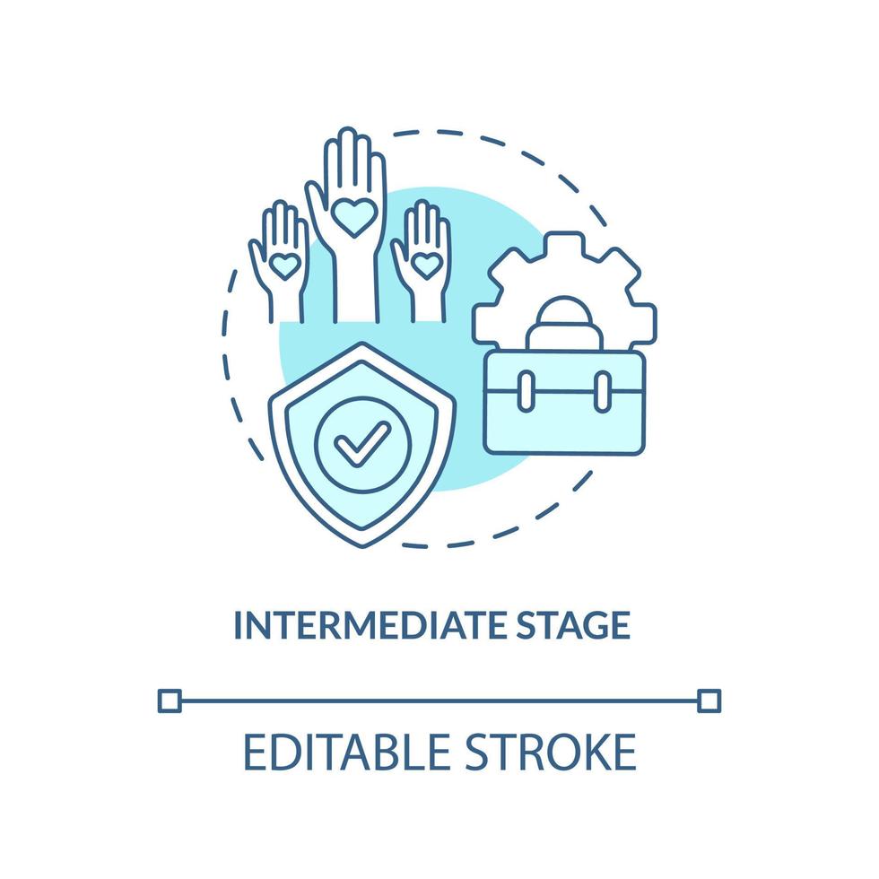 icône de concept turquoise de stade intermédiaire. retour à la vie normale. illustration de ligne mince d'idée abstraite de traitement de ptsd. dessin de contour isolé. trait modifiable. vecteur