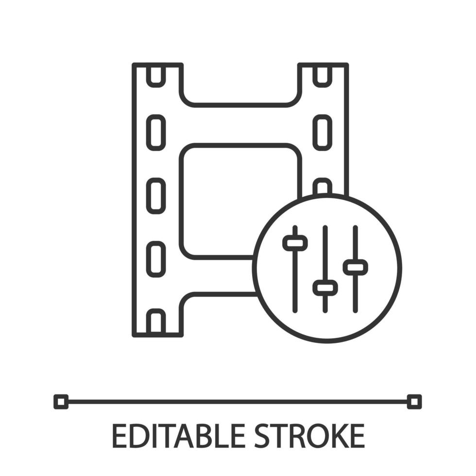 icône linéaire de mélangeur de son. égaliseur audio. illustration de la ligne mince. console de mixage. doublage. réalisation de films. combinaison sonore. symbole de contour. dessin de contour isolé de vecteur. trait modifiable vecteur