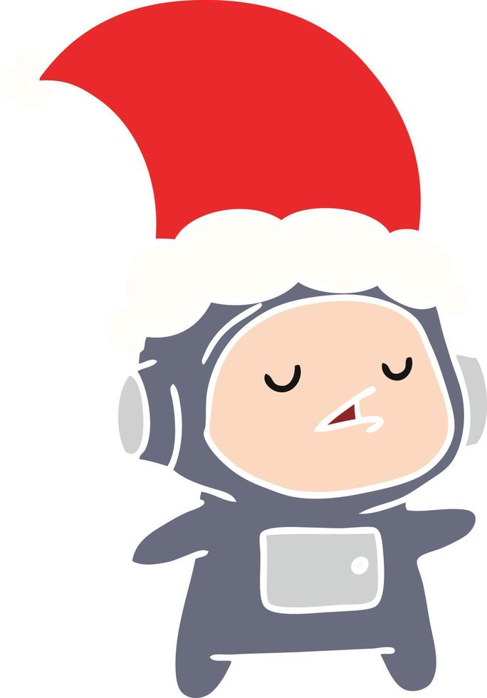 caricature de noël de l'astronaute kawaii vecteur