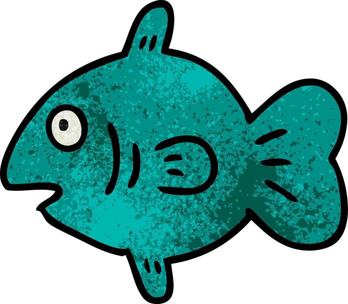 doodle cartoon texturé d'un poisson marin vecteur