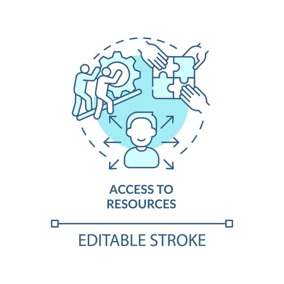 accès aux ressources icône de concept turquoise. avantage de l'illustration de la ligne mince de l'idée abstraite de la gestion des parties prenantes. dessin de contour isolé. trait modifiable. vecteur
