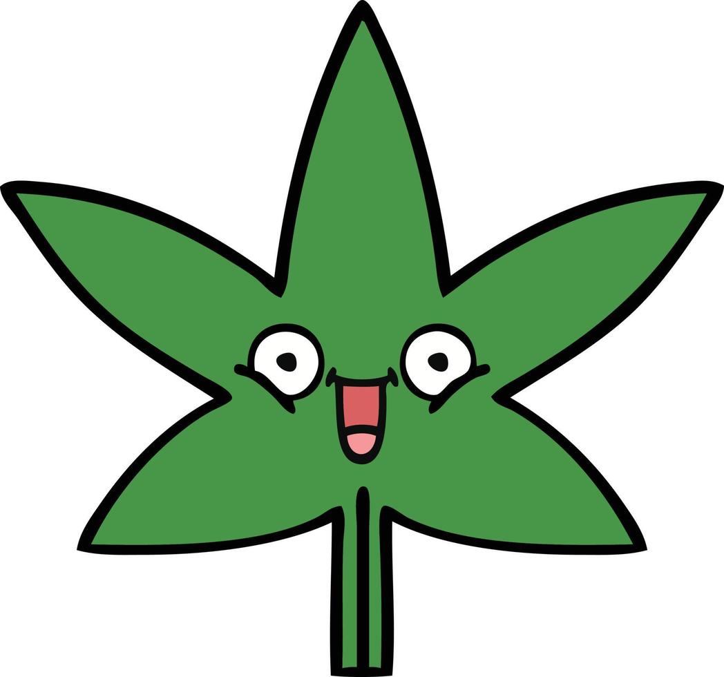 feuille de marijuana dessin animé mignon vecteur