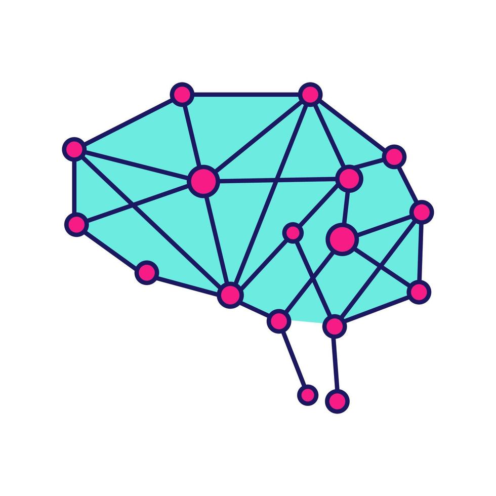 icône de couleur d'intelligence artificielle. réseau neuronal. cerveau numérique. neurotechnologie. illustration vectorielle isolée vecteur