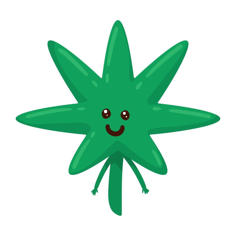 feuille de cannabis kawaii vecteur