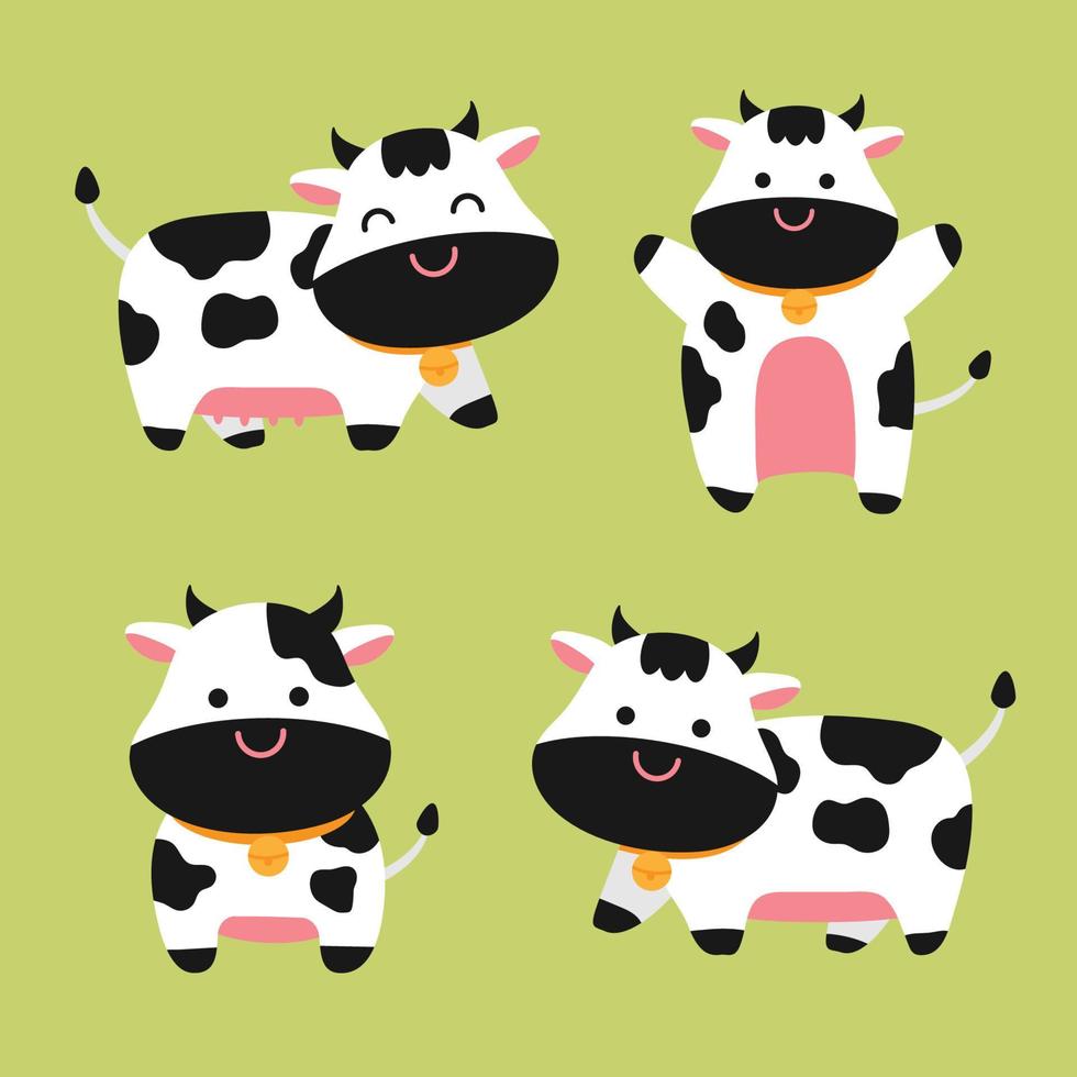 personnage de dessin animé de vache mignon pour ferme laitière de mascotte pour enfants. vecteur