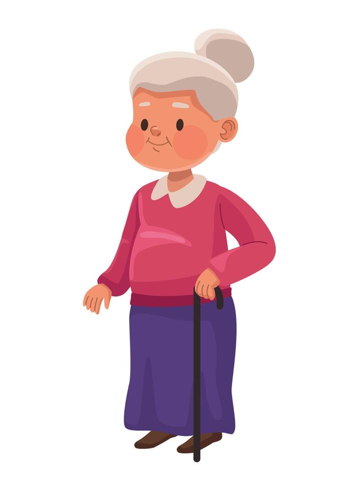 vieille femme avec canne vecteur