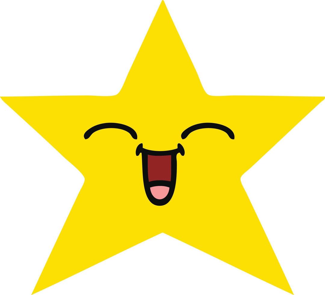 étoile dorée de dessin animé rétro couleur plate vecteur