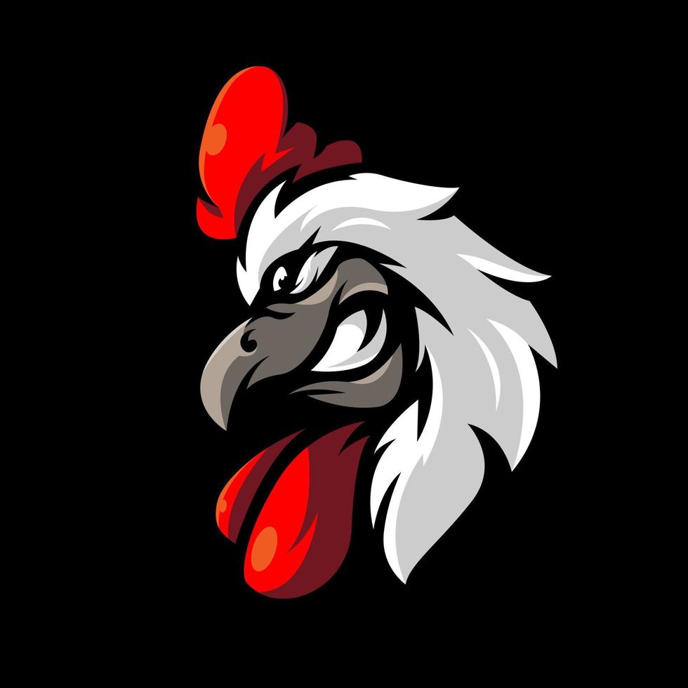 création de logo de mascotte de coq en colère vecteur