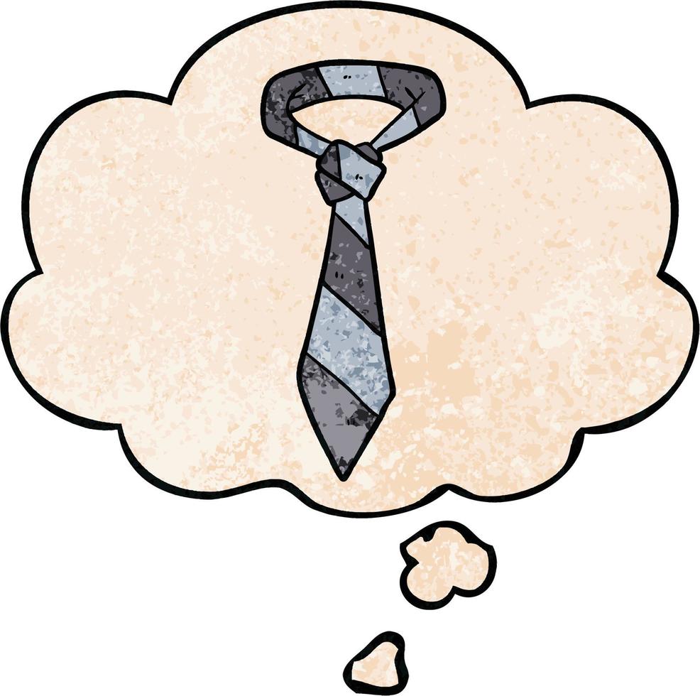 cravate rayée de dessin animé et bulle de pensée dans le style de motif de texture grunge vecteur