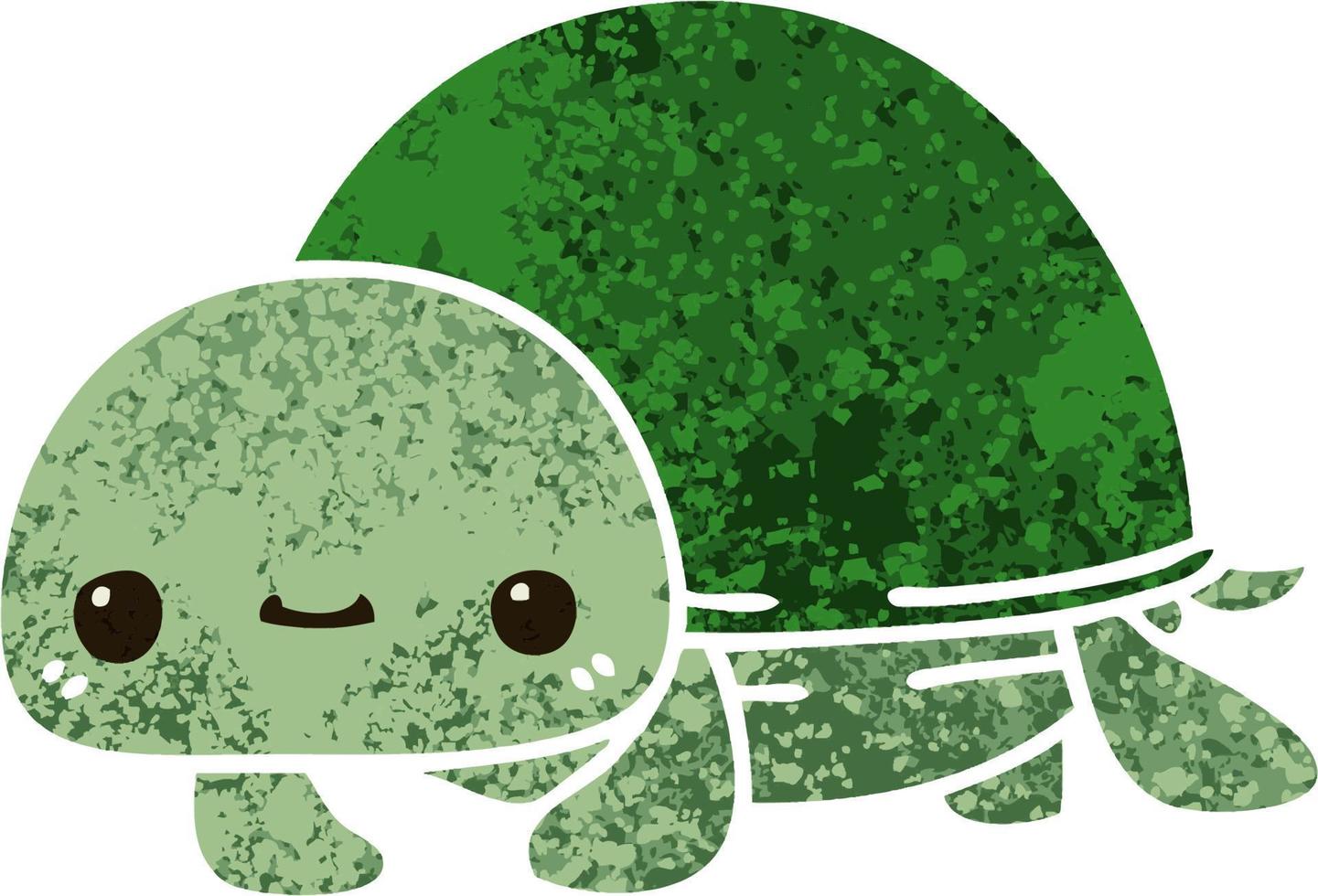 tortue de dessin animé de style rétro excentrique vecteur