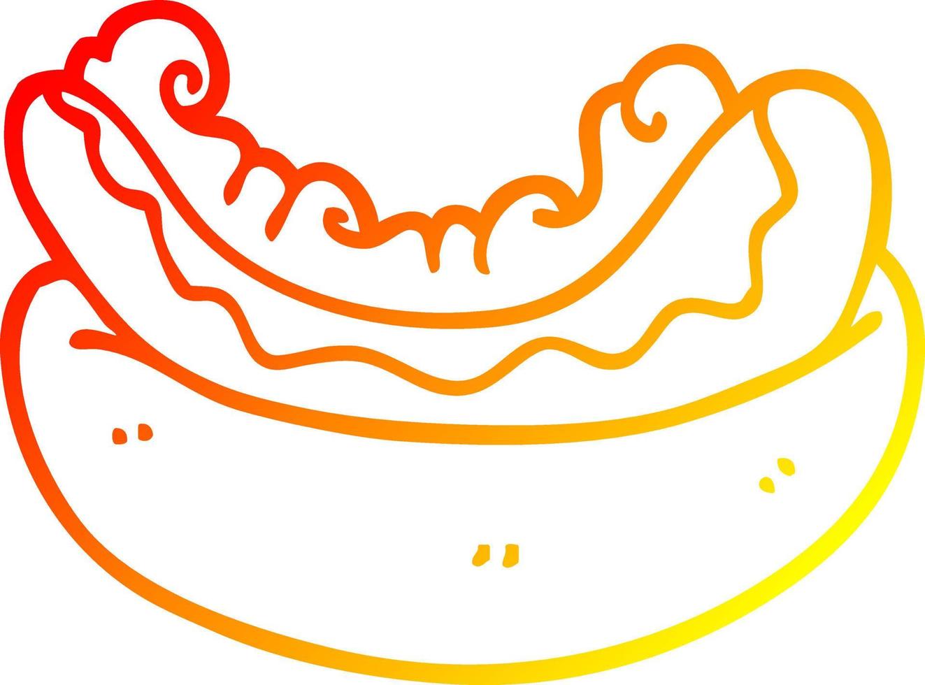 ligne de gradient chaud dessin hot dog de dessin animé dans un chignon vecteur