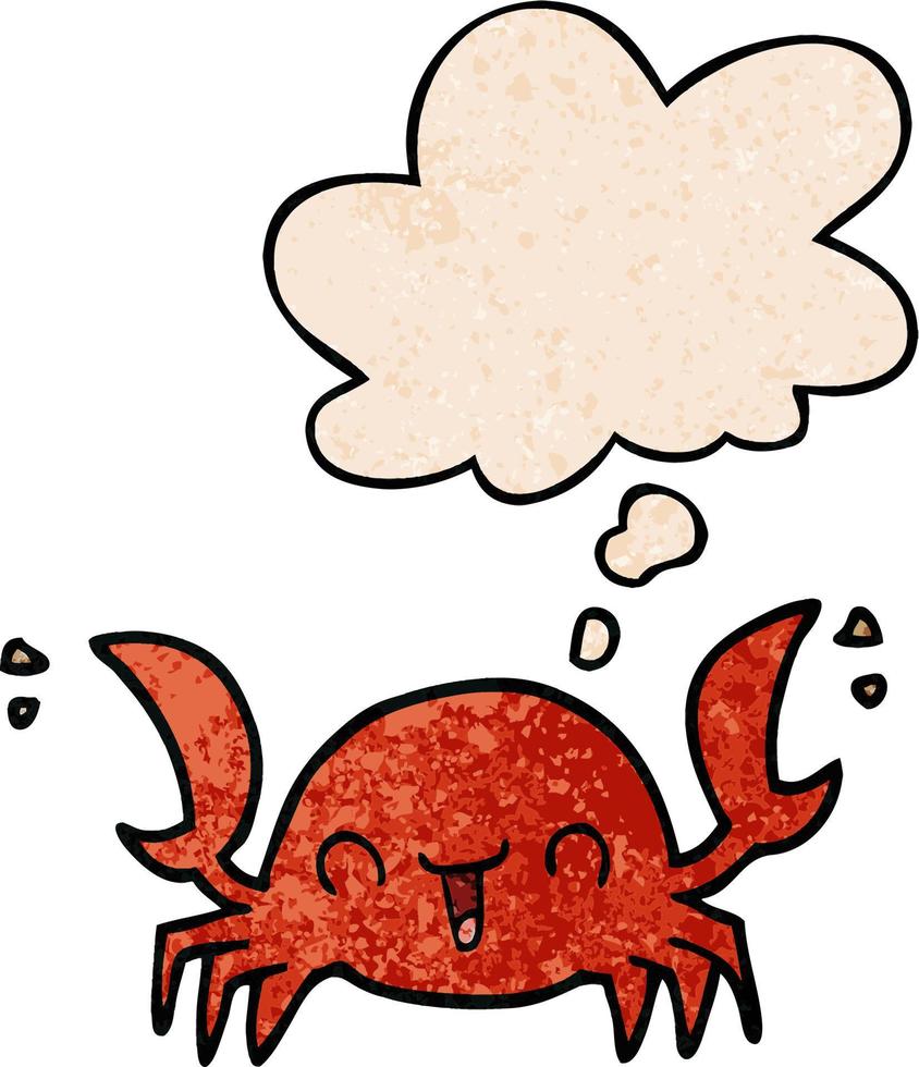 crabe de dessin animé et bulle de pensée dans le style de motif de texture grunge vecteur