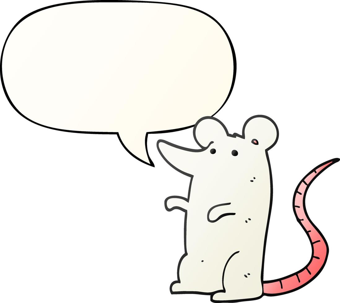 rat de dessin animé et bulle de dialogue dans un style de dégradé lisse vecteur